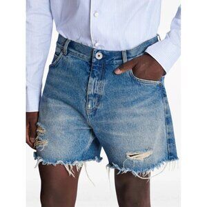 Balmain Blue Ripped Cotton Denim Jean Shorts - Mens Size 31 - NWT
